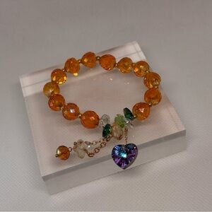Elegant Multicolor Heart Charm Bracelet